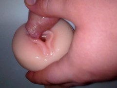Teen boy piss in a Pocket Pussy