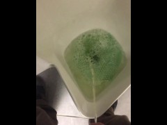 Come Cum with me at the urinal at work, than take a leak to finish off.
