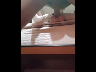 Over the bed fucking both holes