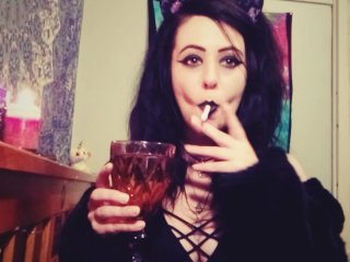 smoking fetish, solo female, drinking, music
