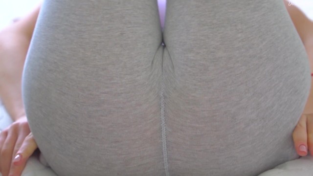 CLOSE UP, YOUNG STUDENT IN LEGGINGS LOVES CUMS