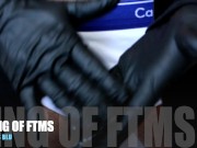 Preview 1 of HD: FTM Transman Jerks THICK COCK with Black Latex Gloves (LATEX FETISH)