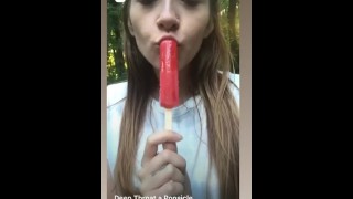 Deep throating a popsicle