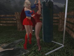 Video Superheroine Pantyhose Catfight: Supergirl vs Invisible Woman 