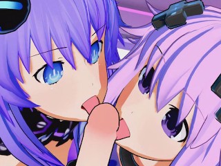 Hyperdimension Neptunia - Futa Purple StepSister X Purple Heart and StepAdult Neptune Threesome Hent