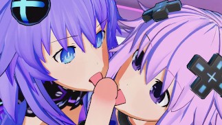 Hyperdimension Neptunia - Futa Purple StepSister X Purple Heart and StepAdult Neptune Threesome Hent