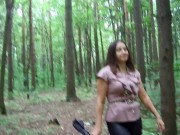 Preview 1 of Horny boy fucked his friend's wife in the woods!