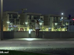 Deep Evening - Russian Jeny Smith walks in public in transparent pantyhose without panties