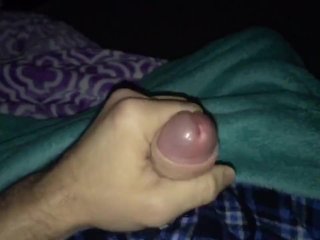 Slow Motion Cum shot! Morning rub down of my uncut cock