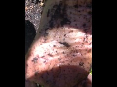 Shaky Cell Video Hairy filthy Garden Girl Feet Foot Plays in Dirt Outside Hairy Slut PinkMoonLust 