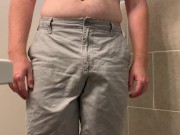 Preview 5 of Pissing In My Khaki Shorts, Piss Runs Down My Leg