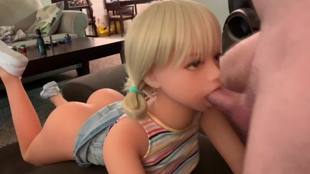 Hot teen sex doll fucked in mini skirt & pigtails
