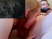 Preview 3 of Gamer lesbian orgasms while playing Dark Souls 3, has her pussy fingered and licked by girlfriend