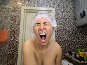 Preview 4 of Sexy Girl in Bathroom Dances to Music and Plays with Foam