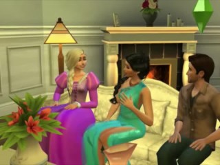 Rapunzel et Flynn Fuck Jasmine Disney 3way