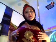 Preview 2 of arabic goddess sexy belly dancing strip tease and pole tricks, worship this thick arab ass!