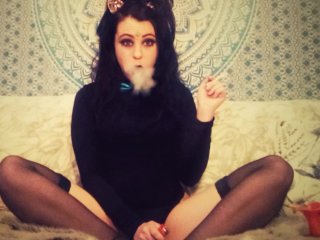 solo female, stockings, smoking, cigarette