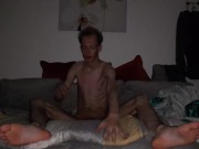 Preview 2 of Very skinny teen shows off his ribs and flexibility at night