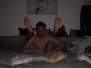 Preview 4 of Very skinny teen shows off his ribs and flexibility at night