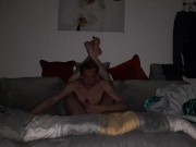 Preview 5 of Very skinny teen shows off his ribs and flexibility at night