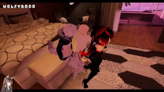 Beautiful Succubus Dancing On Two Timid Femgirls On VR Chat