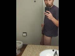 Guy Butt Play and Cock Stroking - Hotel Bathroom