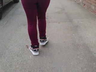 Alice - public wetting on busy street. Then rewetting my leggings later on my doorstep :P