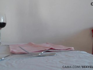 Italian Girl Friend Rubs Her Pussy Under the Table POVCAM4