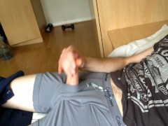 Quick cum through my boxer shorts