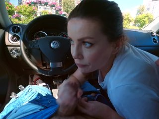 She Loves to Suck Dick in the Car_and Swallow Cum.