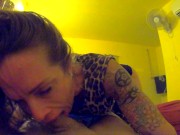 Preview 4 of STEPMOM POV BLOWJOB, FACEFUCK & MOUTH CREAMPIE AFTER SHE CAUGHT ME JERKING OFF