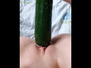 Preview 3 of Girl masturbating with big cucumber. Lina Moore