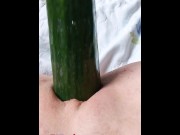 Preview 5 of Girl masturbating with big cucumber. Lina Moore