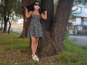 Preview 5 of Under skirt without panties in a public park.