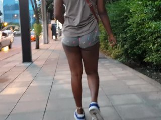 Thick Booty Sexy Latina in Tight Shorts Walking on Public Street - Candid Ass