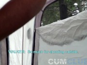 Preview 3 of Swallowing Straight Guy’s Load in the Rain - Mountain Tent Cum Eating