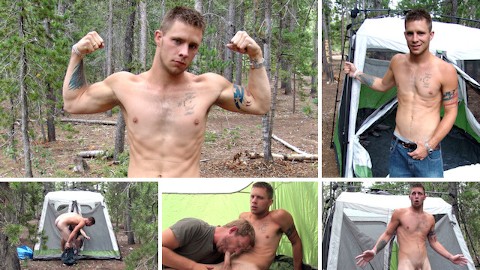 Swallowing Straight Guy’s Load in the Rain – Mountain Tent Cum Eating