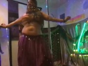 Preview 3 of Veiled Arabic Goddess Belly Dancing Striptease & Pole tricks
