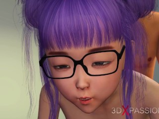 Japanese amature teen nerd schoolgirl in glasses getting fucked in the candy room