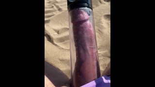 Cazzo gigante sborrata sulla spiaggia pubblica - pompato e masturbato per sborrare in eruzione
