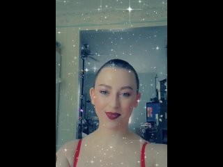 Bald bitch in lingerie taking a shot and hookah hit