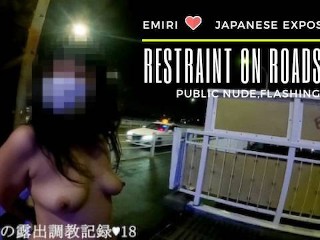 Emiri Shopping only Wearing T-shirts & Gas Station. Naked Exposure Challenge beside the Road.