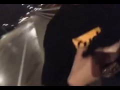 Flashing my tits on the sidewalk 