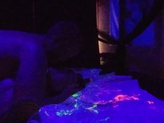 Whore Cums on Dick and Gets a Glow in Dark Pussy