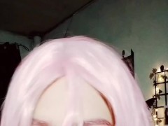 Trap Cosplayer sucking BBC DILDO