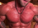 Cocky Oiled Up Muscle Bear Flexes You!