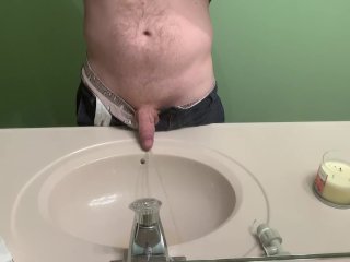 big dick, pissing in the sink, big cock, pov
