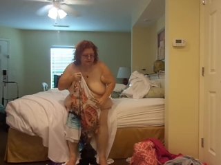 BBW Nurse Vicki Strips and Puts on aDress Quick Change