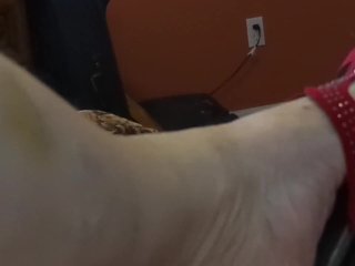 red sandles pretty red toe nails dangling for you!