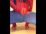 WANKING in my New SPIDER-MAN Outfit ** Rock HARD COCK & Super HORNY **